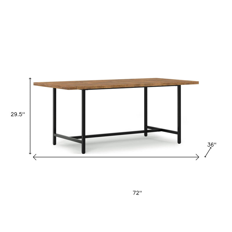 72" Solid Wood Iron Dining Table - Natural / Black