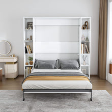 Load image into Gallery viewer, Queen Murphy Bed With Storage Cabinet, Foldable Wall Bed For Bedrooms - White

