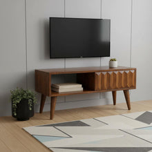 Load image into Gallery viewer, Solid Wood Enclosed Open Storage TV Stand (719193) - Brown
