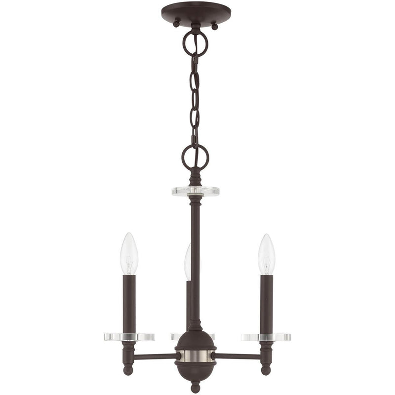 18" Three Light Dimmable Chandelier With Shades - Bronze