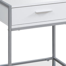 Load image into Gallery viewer, Glass And Metal End Table With Drawer And Shelf - White
