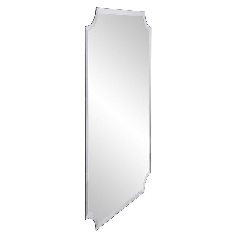 36" Rectangle With Scalloped Corner Unframed Accent Mirror - Pearl Silver