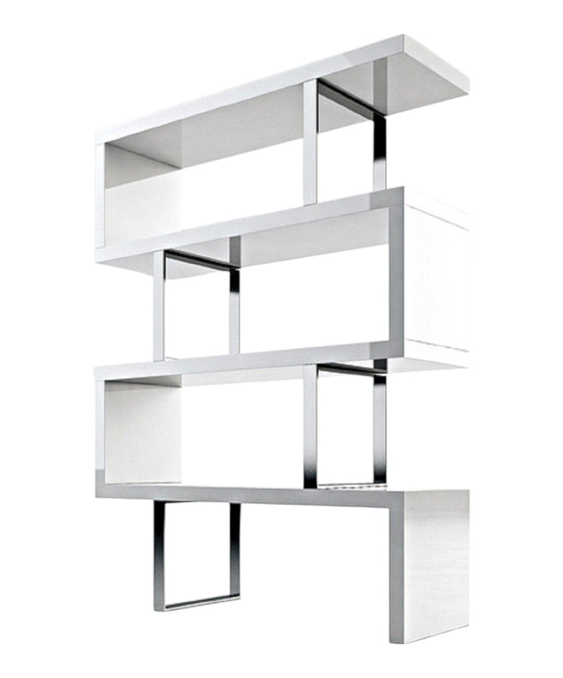 Three Tier Etagere Bookcase (555012) - White / Silver