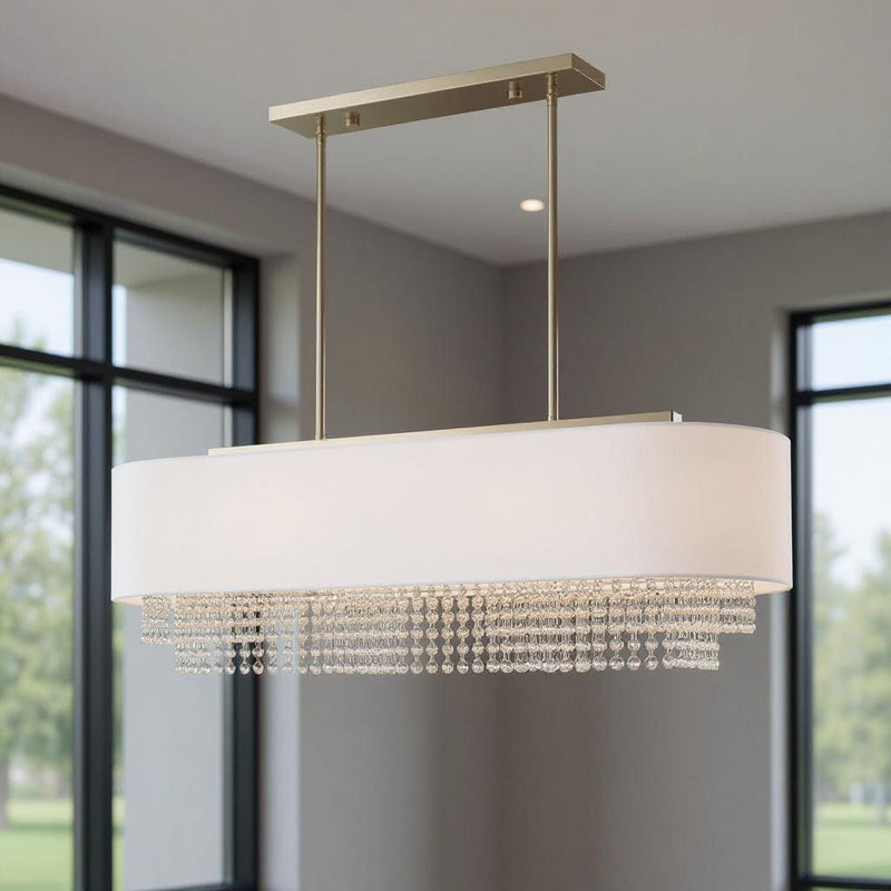 21" Five Light Dimmable Chandelier With Shades - Nickel