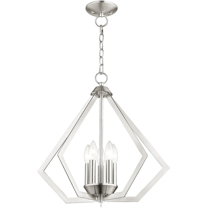 20" Five-Light Dimmable Chandelier With Shades - Nickel
