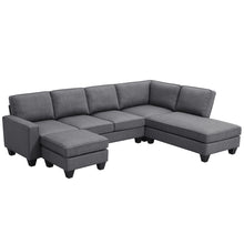 Load image into Gallery viewer, [VIDEO provided] [New] 104.3*78.7&quot; Modern L-shaped Sectional Sofa,7-seat Linen Fabric Couch Set with Chaise Lounge and Convertible Ottoman for Living Room,Apartment,Office,3 Colors
