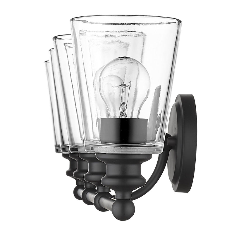 Metal And Glass Vanity Flush Mounted Sconce (398766) - Black And Clear