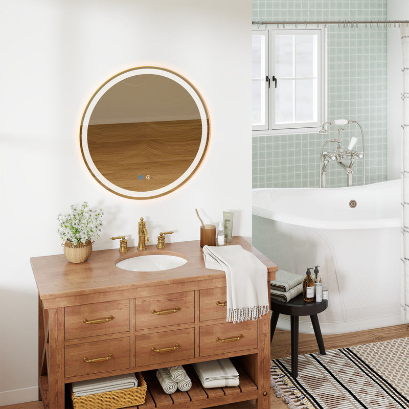 35" Round Frameless Accent Mirror - White