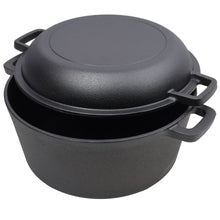 Load image into Gallery viewer, Pre-Seasoned Cast Dutch Oven 2 In 1 With Dual Handles And Covers, 5 Quart - Black

