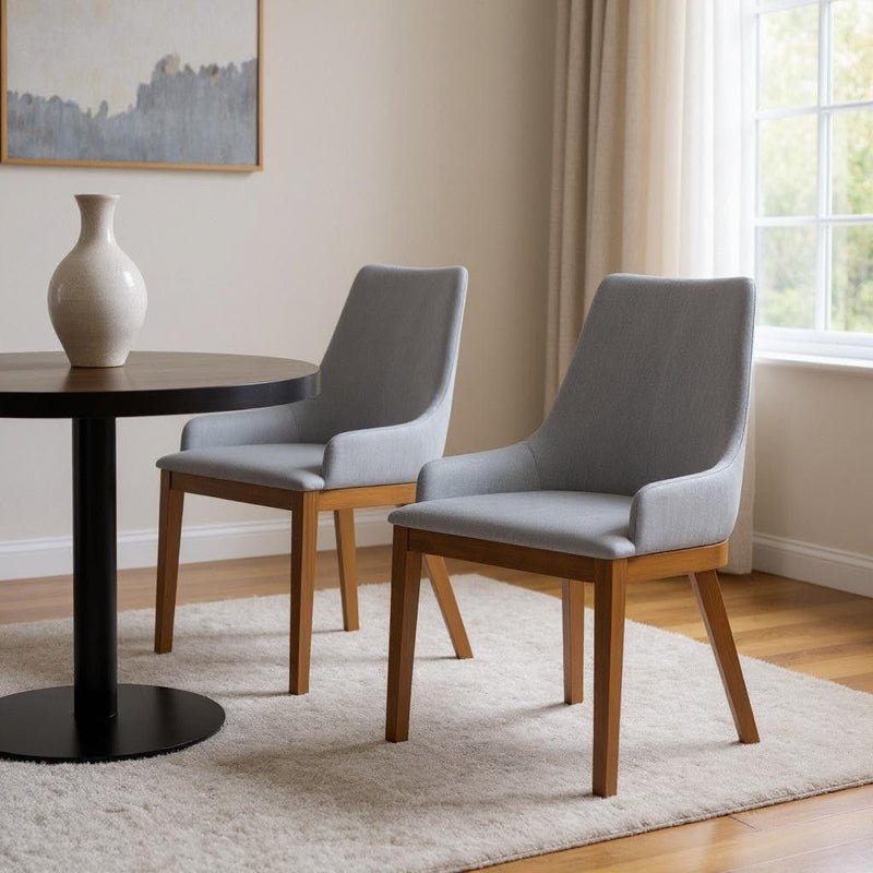 Wood Dining Parsons Chairs (Set of 2) - Gray / Walnut