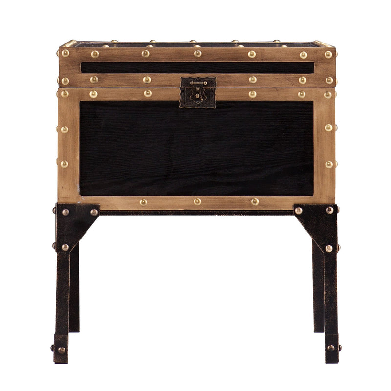 Manufactured Wood And Iron Square End Table - Black