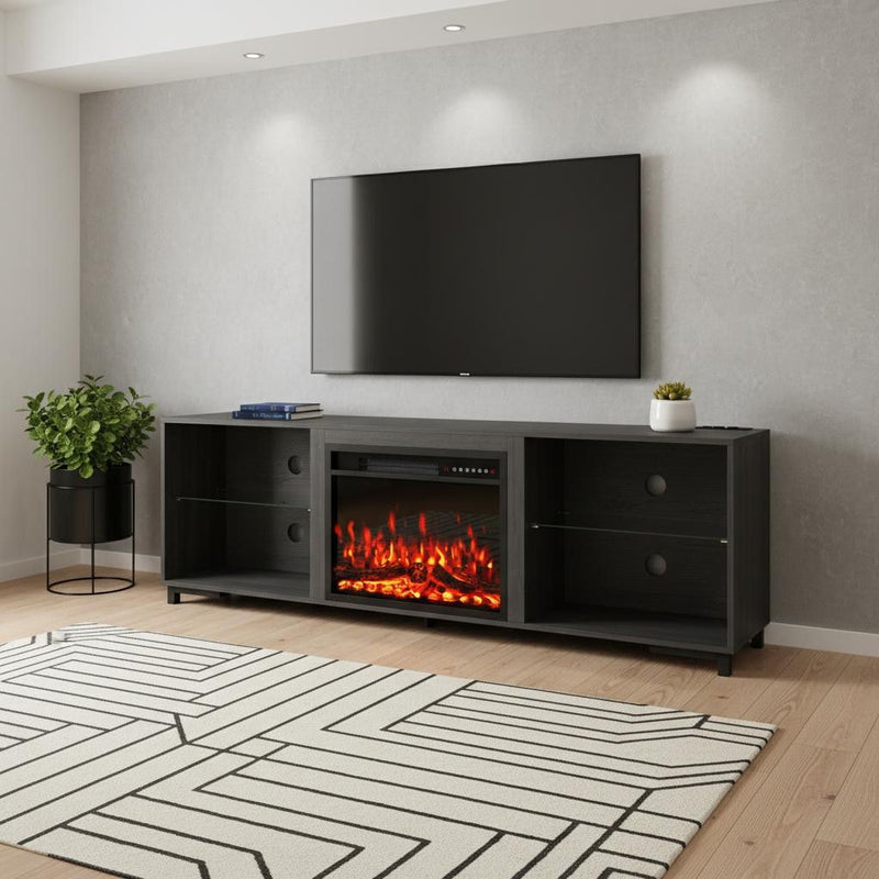 Wood Fireplace Entertainment Center With Fireplace (723796) - Black