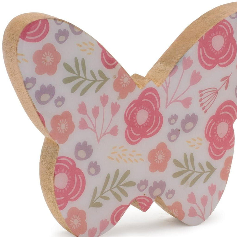 Butterfly Tabletop Sculptures (Set of 2) - White / Pink