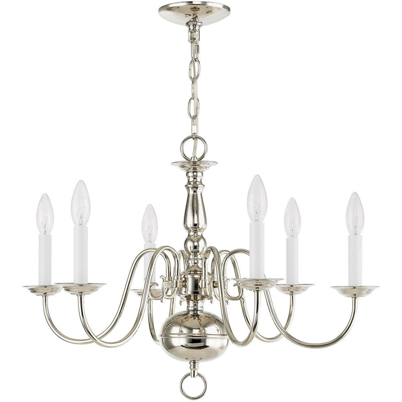 18'' Six Light Dimmable Chandelier With Shades - Nickel