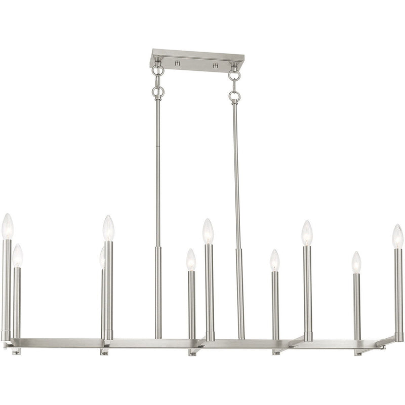 18" Ten Light Dimmable Chandelier With Shades - Nickel