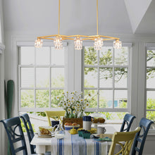 Load image into Gallery viewer, Crystal Chandelier For Dining Room, 8 Light Kitchen Chandelier Light Fixture Modern Metal Industrial Chandeliers For Farmhouse Entryway Living Room (8*G9 Bulbs Included) - Matte Gold
