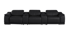 Load image into Gallery viewer, 134" Leather Reclining Stainless Steel USB Sofa - Black
