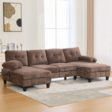 Load image into Gallery viewer, U-Shaped Sectional Sofa 103.5" Fabric Couch With Dual Chaise Lounges, Storage Pockets, Armrest Pillows
