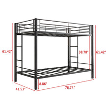 Load image into Gallery viewer, Metal Bunk Bed Twin Over Twin, Heavy Duty Twin Bunk Beds with shelf and Slatted Support No Box Spring Needed Black
