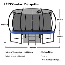 Load image into Gallery viewer, 12&#39; Recreational Kids Trampoline With Safety Enclosure Net &amp; Ladder, Outdoor Recreational Trampolines
