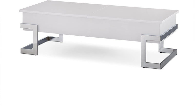 Metal Lift Top Coffee Table - White And Silver