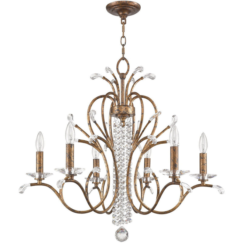 26'' Six-Light Dimmable Chandelier With Shades - Bronze