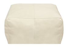 Load image into Gallery viewer, Leather Pouf Ottoman - Ivory
