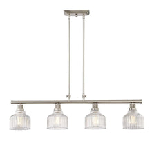 Load image into Gallery viewer, Kitchen Island Four Light Metal Transparent Glass Dimmable Chandelier With Shades - Nickel
