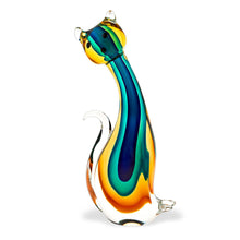 Load image into Gallery viewer, Murano Cat Figurine Tabletop Sculpture - Clear / Yellow / Green
