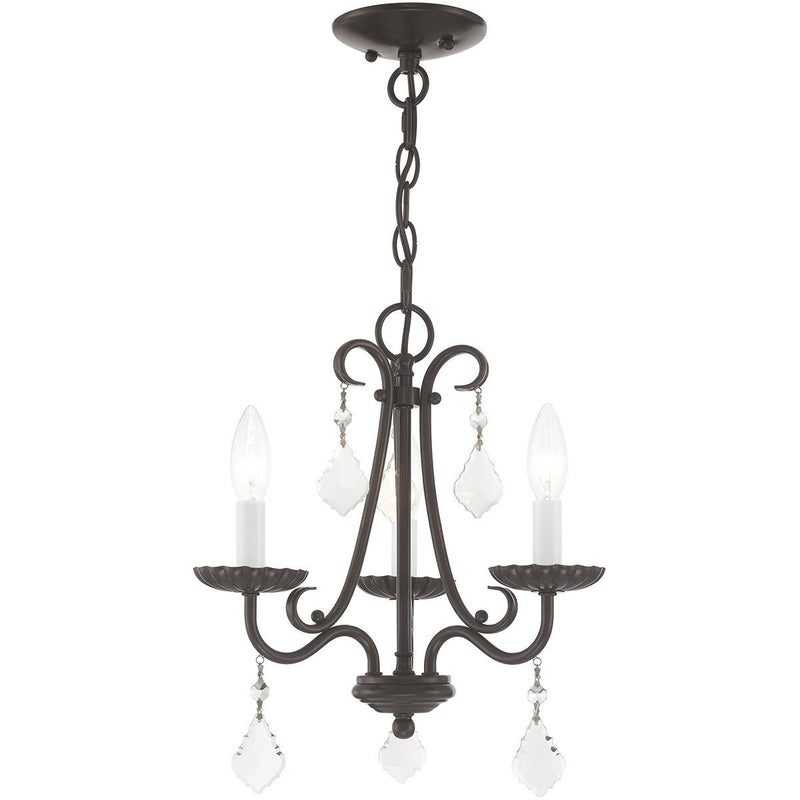 15" Three Light Dimmable Chandelier With Shades - Bronze