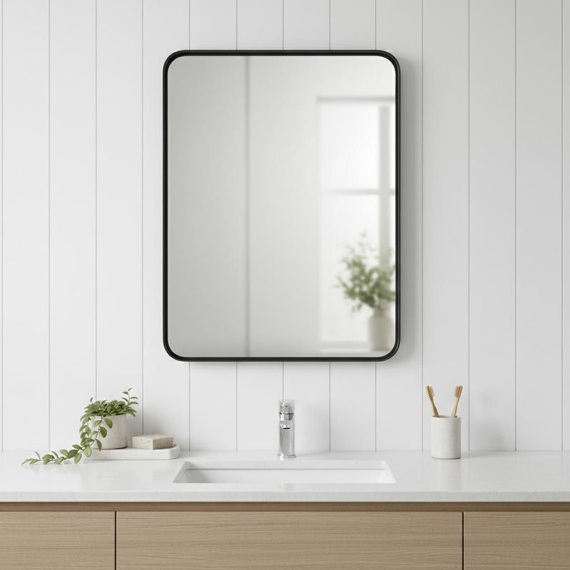 35" Metal Framed Bathroom Vanity Mirror - Black