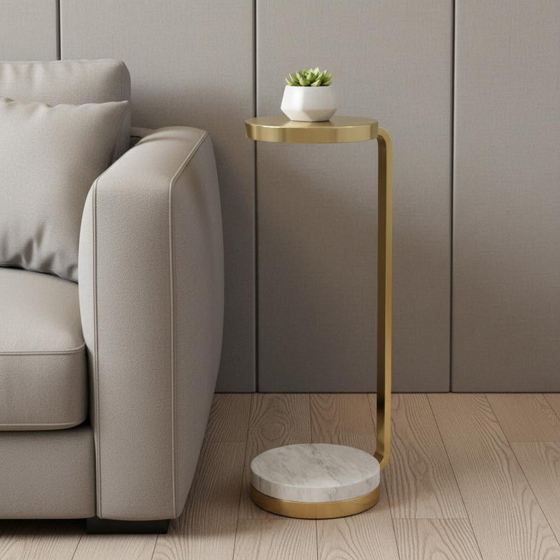 Iron Round End Table - Gold