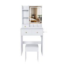 Load image into Gallery viewer, Modern Small Vanity Desk With 3 LED Lighting Modes, 3 Drawers
