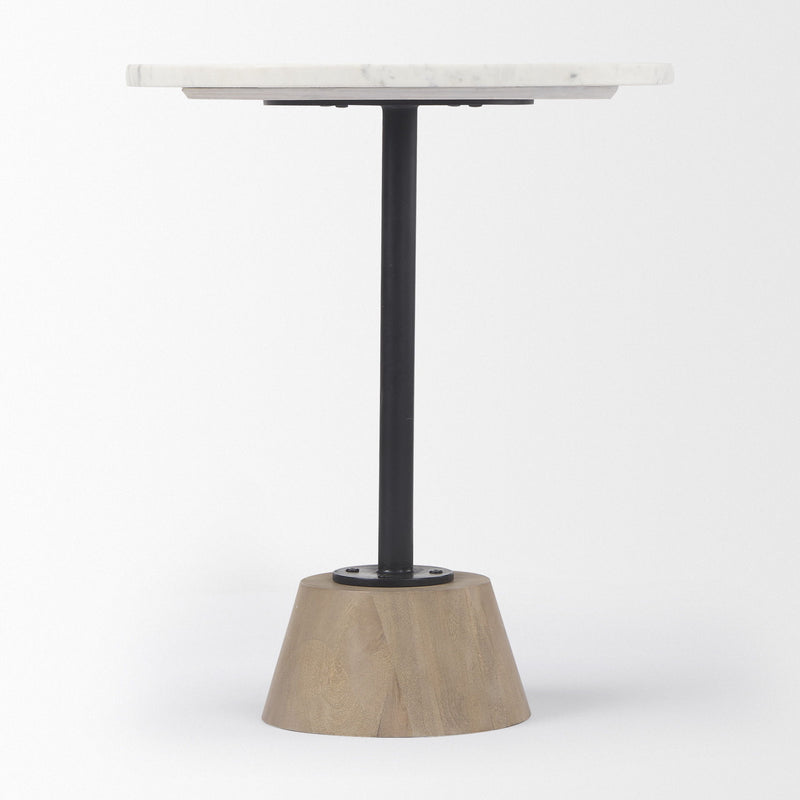 Marble Round Block End Table - White