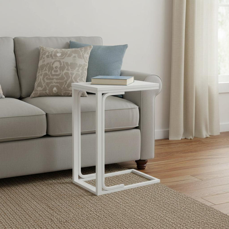 Laminate And Iron End Table - White