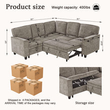 Load image into Gallery viewer, L-Shaped Sofa With Pull Out Sofa Bed With USB
