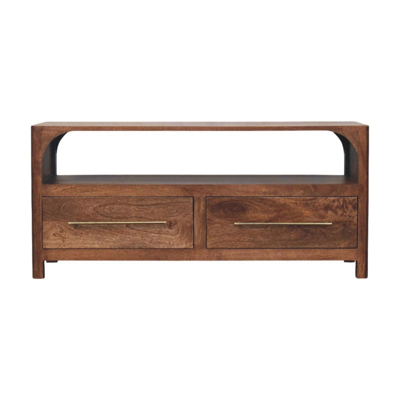 Solid Wood Console Table With Shelf With Drawer (723425) - Brown