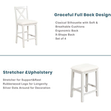 Load image into Gallery viewer, 5 Pieces Counter Height Rustic Farmhouse Dining Room Wooden Bar Table Set With 2 Stools And 2 Chairs

