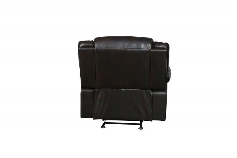 Leather Match Manual Gliding Recliner (366306) - Dark Brown