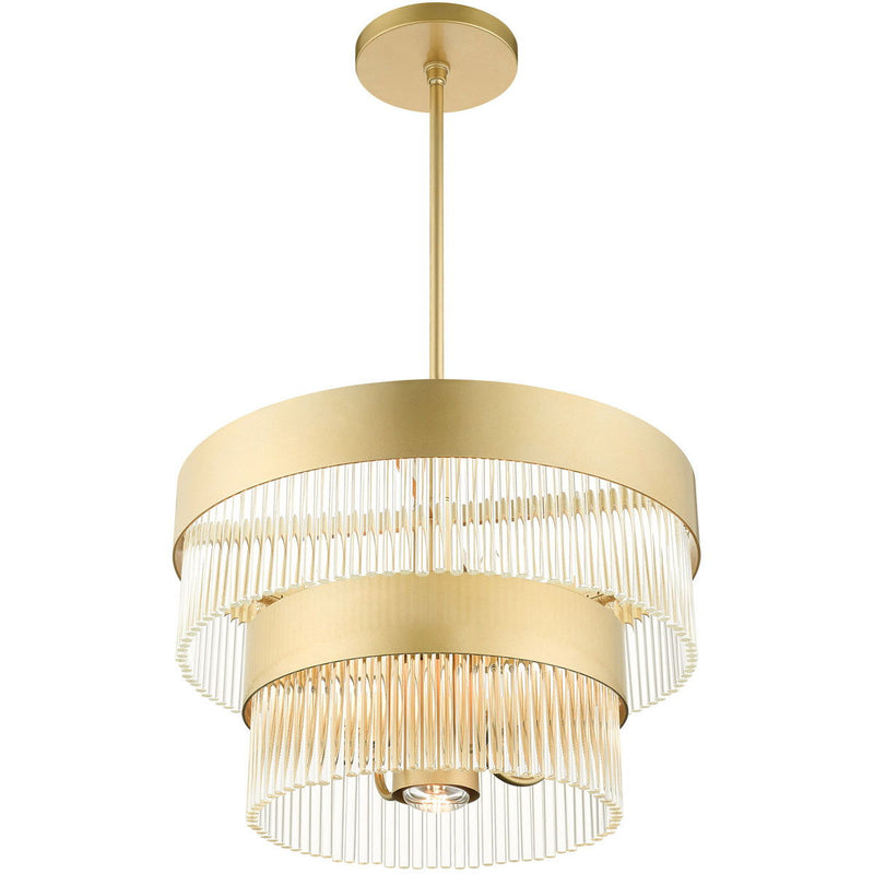 Five Light Dimmable Chandelier With Shades - Gold
