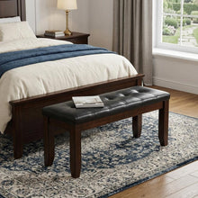 Load image into Gallery viewer, 48" Black and Brown Upholstered PU Leather Bench
