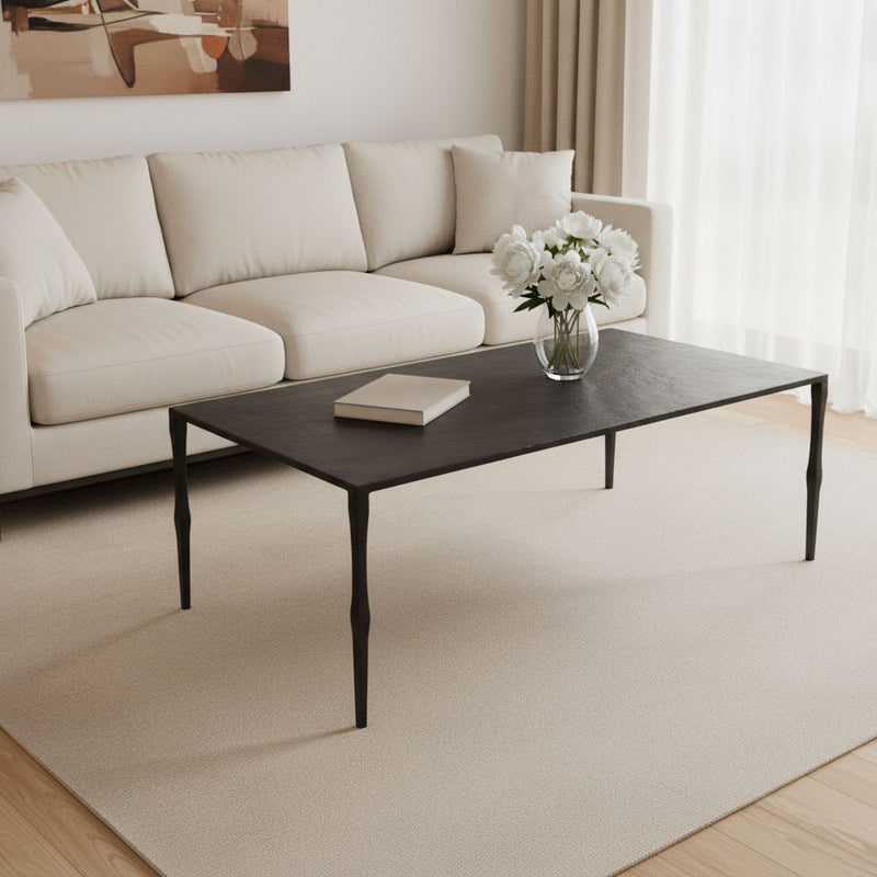 Minimal Iron Rectangular Coffee Table - Black