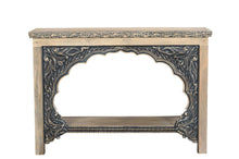 Load image into Gallery viewer, 56" Solid Wood Distressed Console Table With Shelf - Black And Natural
