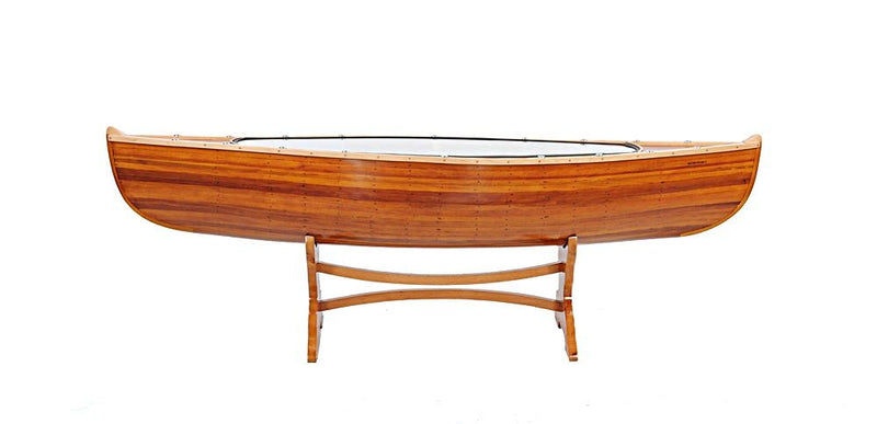 Solid Wood And Glass Canoe Coffee Table - Natural