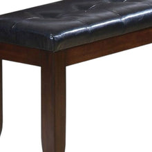 Load image into Gallery viewer, 48" Black and Espresso Faux Leather Upholstered Bench
