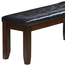 Load image into Gallery viewer, 48" Black and Espresso Faux Leather Upholstered Bench
