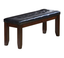 Load image into Gallery viewer, 48" Black and Espresso Faux Leather Upholstered Bench

