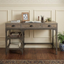Load image into Gallery viewer, 47" Natural and Gray Writing Desk With Three Drawers
