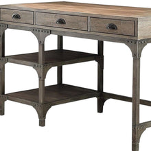 Load image into Gallery viewer, 47" Natural and Gray Writing Desk With Three Drawers
