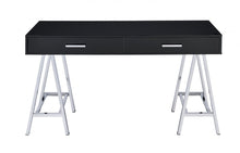 Load image into Gallery viewer, 54" Black and Silver Writing Desk With Two Drawers
